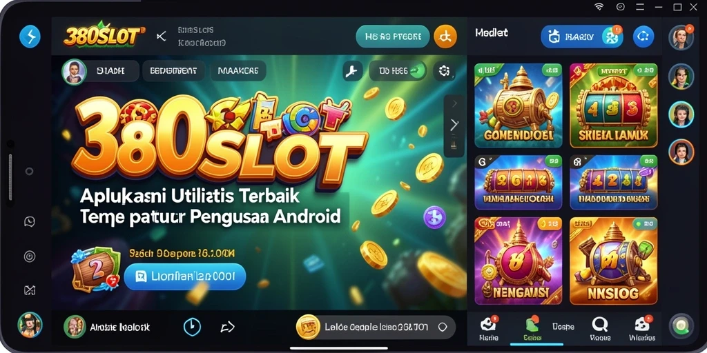 Tampilan antarmuka utama 380SLOT dengan fitur-fitur utilitas.
