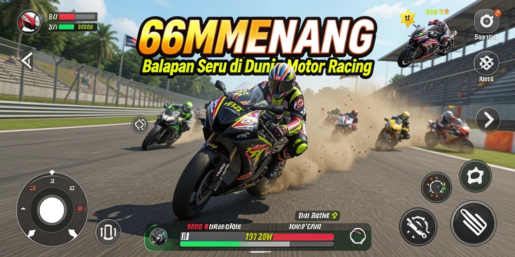 Tampilan gameplay seru dari 66MENANG dengan balapan motor yang cepat.