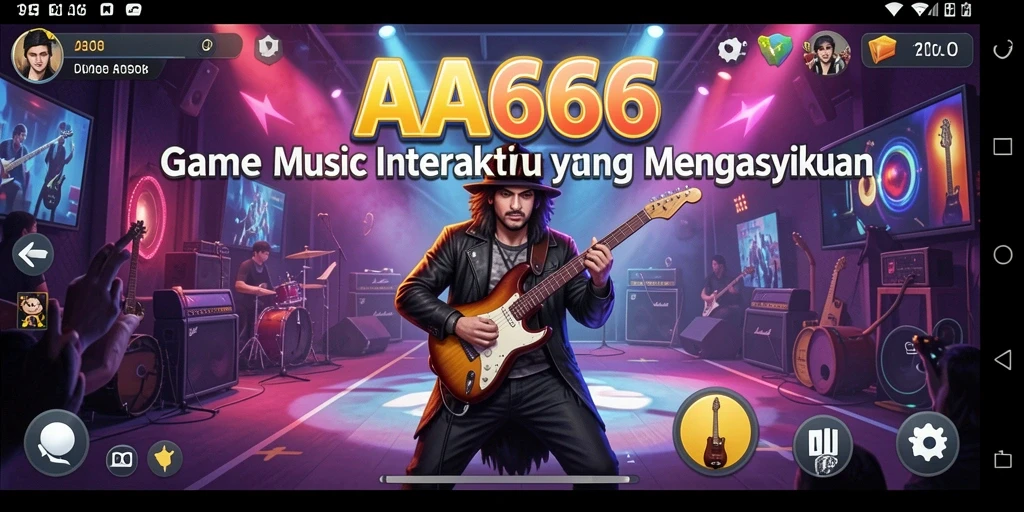Screenshot gameplay interaktif AA666 yang menampilkan pemain bersenang-senang dengan musik.