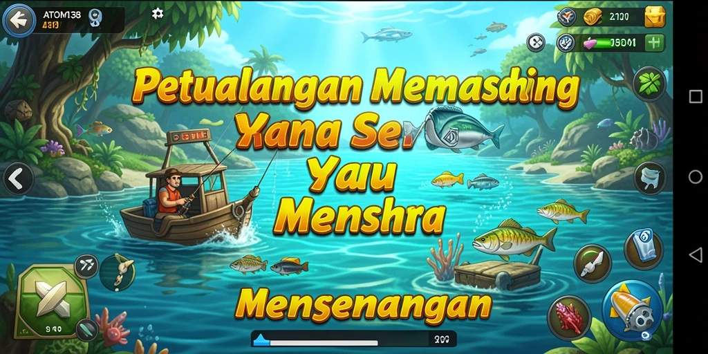 Screenshot gameplay ATOM138 menampilkan pengalaman memancing yang mendebarkan dan pemandangan yang indah.