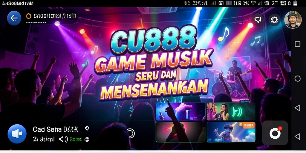 Tampilan screenshot utama CU888 menampilkan gameplay musik yang seru.