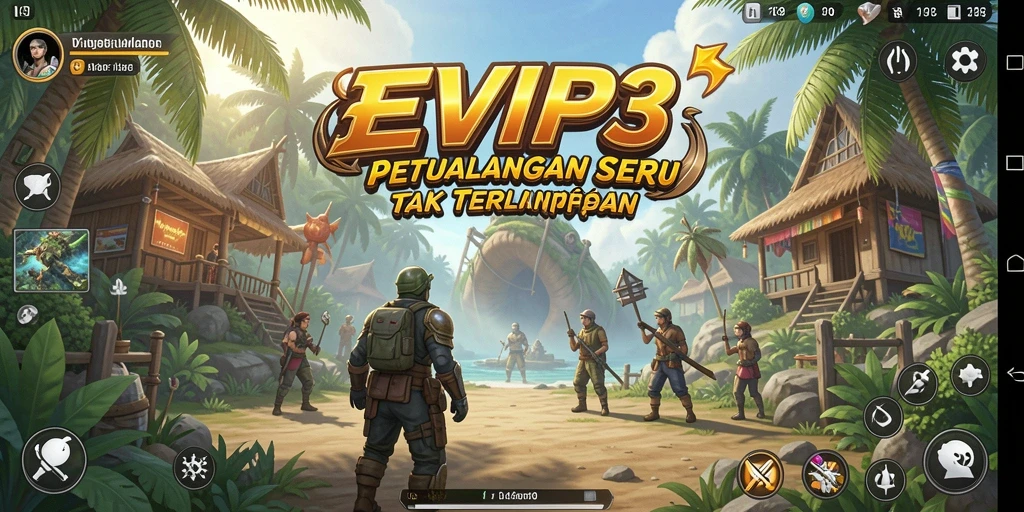 Tangkapan layar utama EVIP3 menunjukkan aksi petualangan seru dan visual yang memukau.