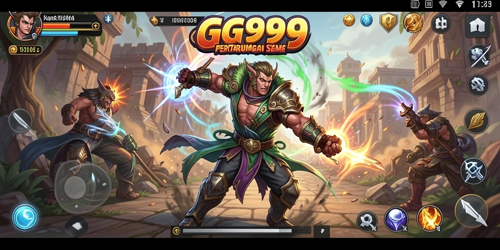 Tampilan pertarungan seru di GG999 dengan karakter beraksi.