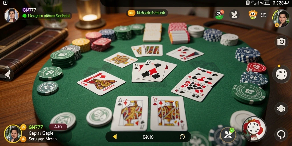 Tampilan gameplay seru dari GN777 saat bermain Gaple.