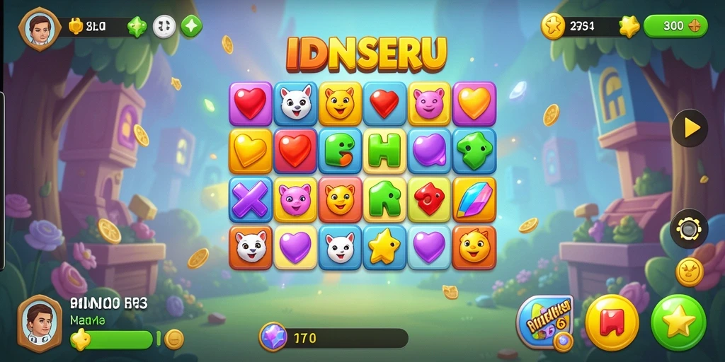 Tampilkan gameplay IDNSERU yang seru dalam permainan Match-3.