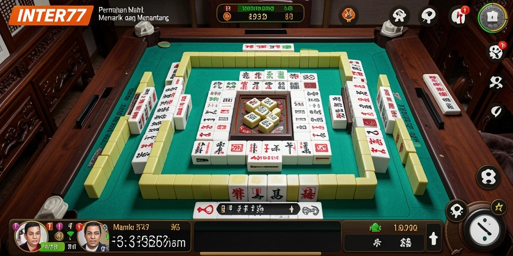 Tangkapan layar game INTER77 yang menunjukkan aksi seru dalam permainan Mahjong.