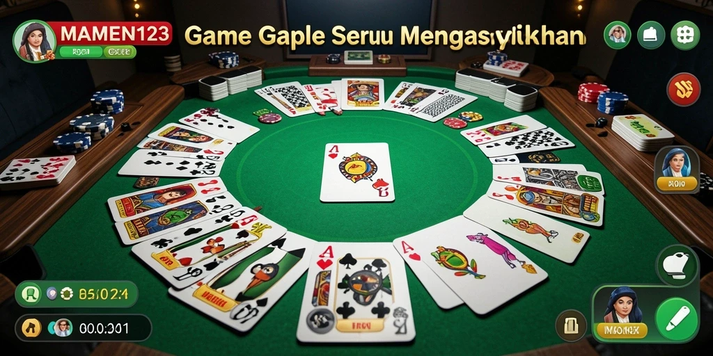Tampilan utama MAMEN123 yang menampilkan gameplay seru Gaple.