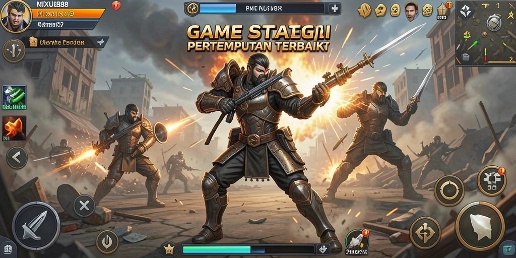 Tampilan gameplay seru dalam MIXUE88 dengan strategi pertempuran.